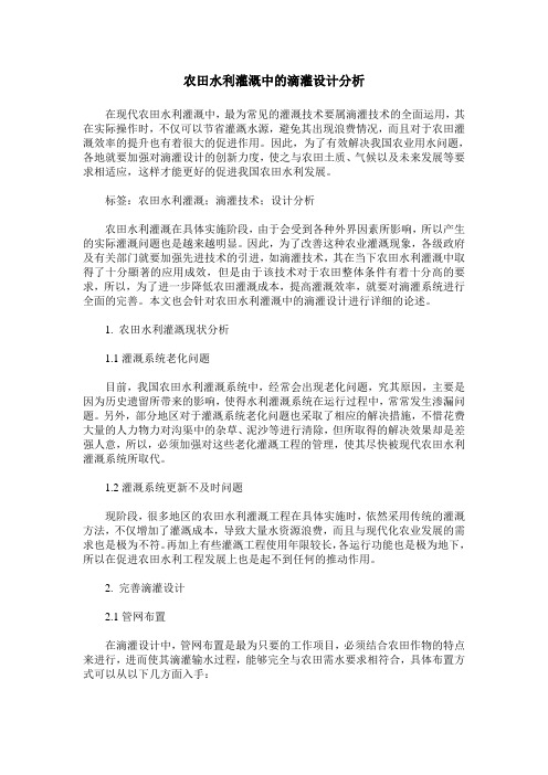 农田水利灌溉中的滴灌设计分析