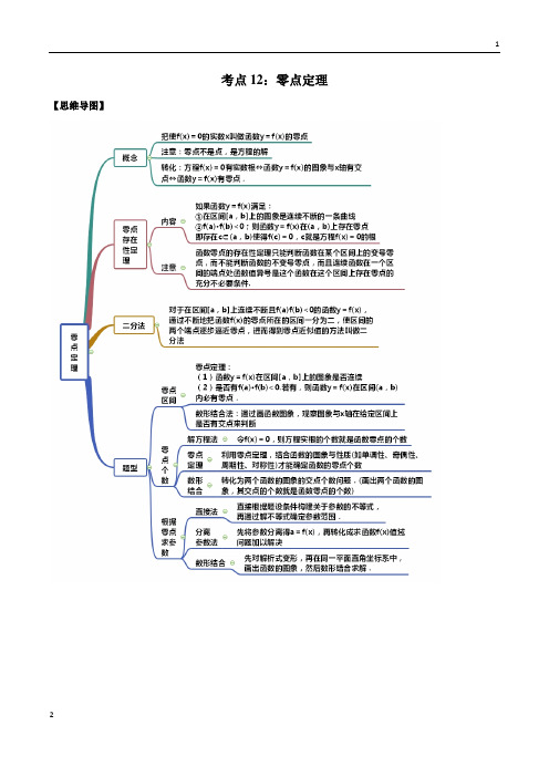 考点12 零点定理(讲解)(原卷版)-2021年高考数学复习一轮复习笔记