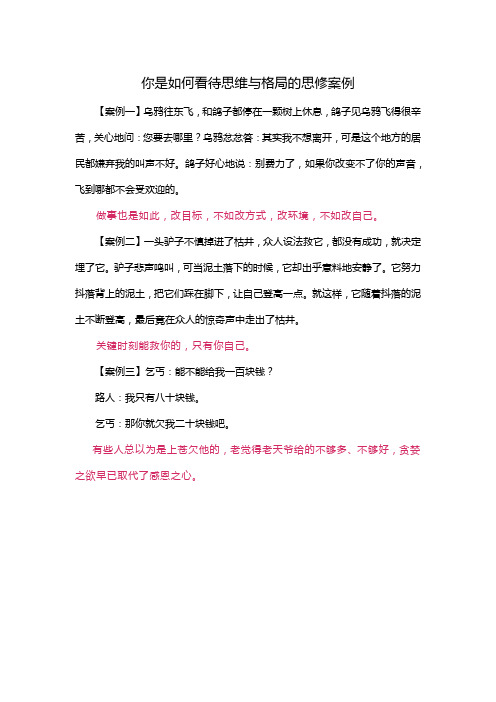 你是如何看待思维与格局的思修案例