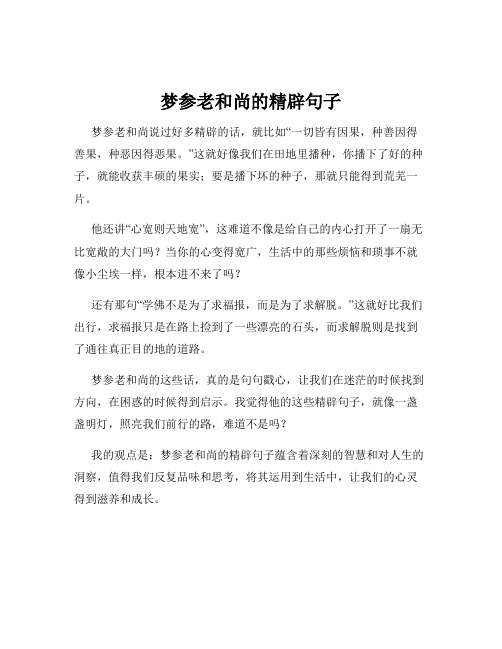 梦参老和尚的精辟句子