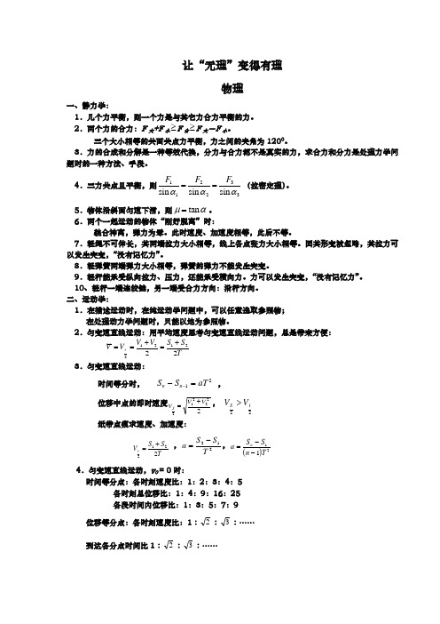 高中物理必备全部知识点总结