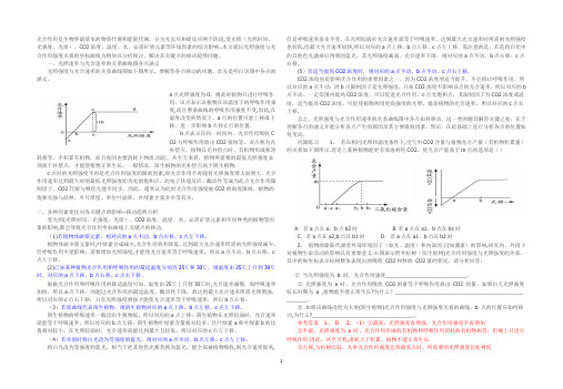 光合作用坐标中点的移动分析