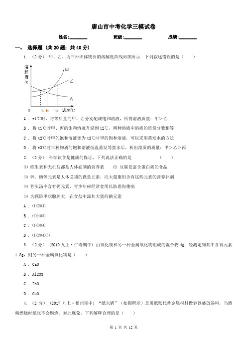 唐山市中考化学三模试卷