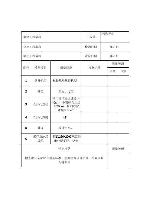 机井质量评定表