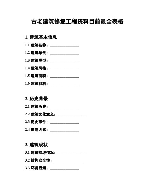 古老建筑修复工程资料目前最全表格