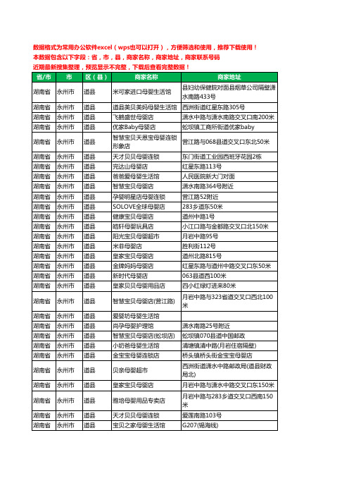 2020新版湖南省永州市道县月子服务工商企业公司商家名录名单黄页联系号码地址大全30家