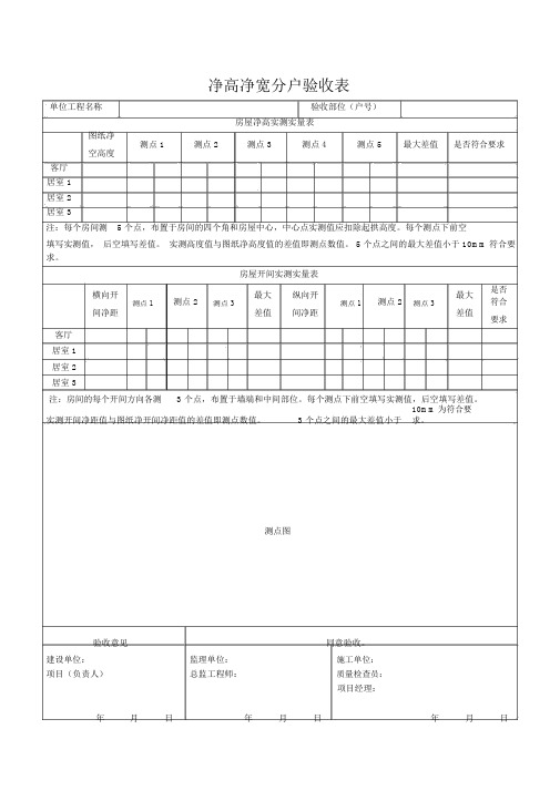 净高净宽分户验收表(朝阳区)