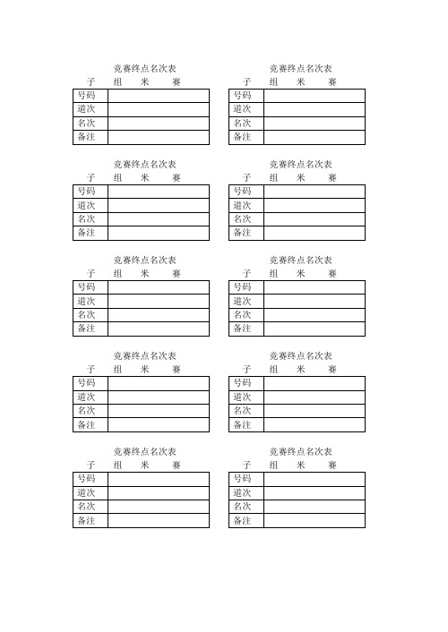 竞赛终点名次表