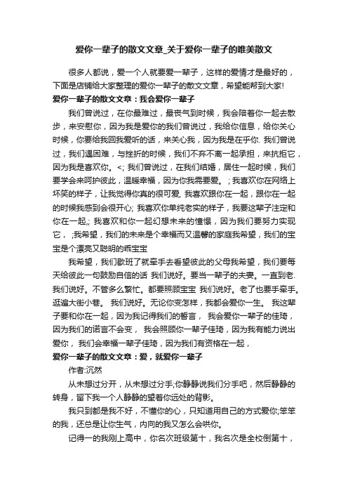 爱你一辈子的散文文章_关于爱你一辈子的唯美散文