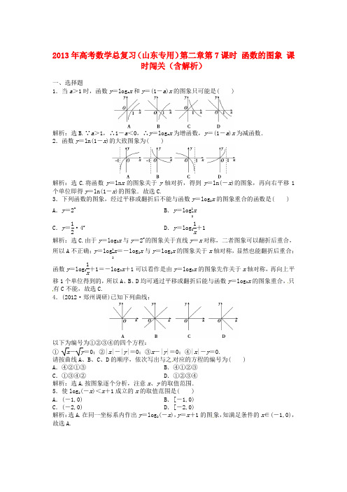 高考数学总复习 第二章第7课时 函数的图象课时闯关(含解析)