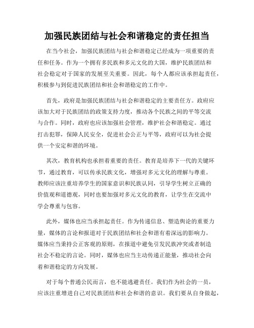 加强民族团结与社会和谐稳定的责任担当