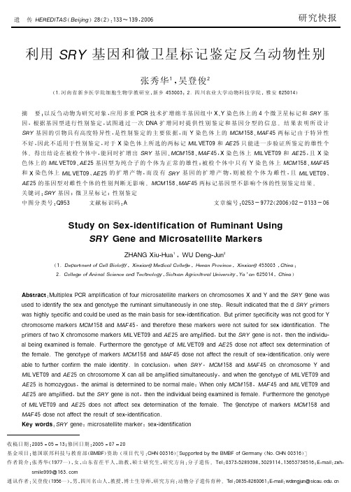 利用SRY基因和微卫星标记鉴定反刍动物性别