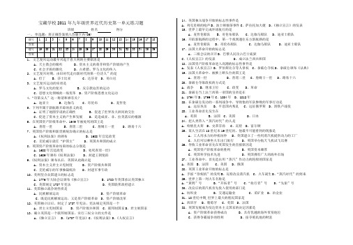 世界近代史第一单元练习