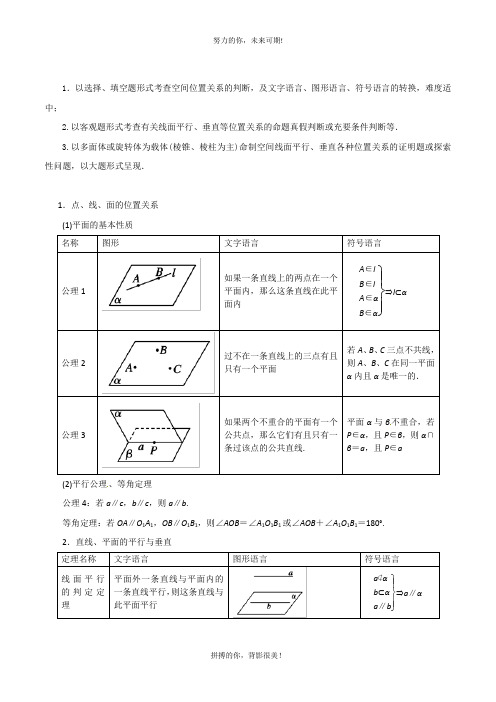 空间的平行与垂直(教学案)-2019年高考理数二轮复习精品资料+Word版含解析+