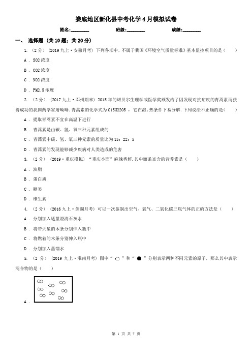 娄底地区新化县中考化学4月模拟试卷