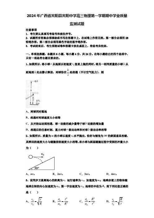 2024年广西省宾阳县宾阳中学高三物理第一学期期中学业质量监测试题含解析