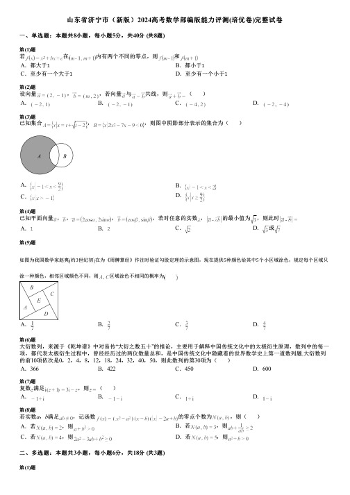 山东省济宁市(新版)2024高考数学部编版能力评测(培优卷)完整试卷