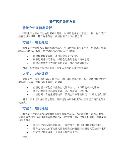 砖厂污泥处置方案