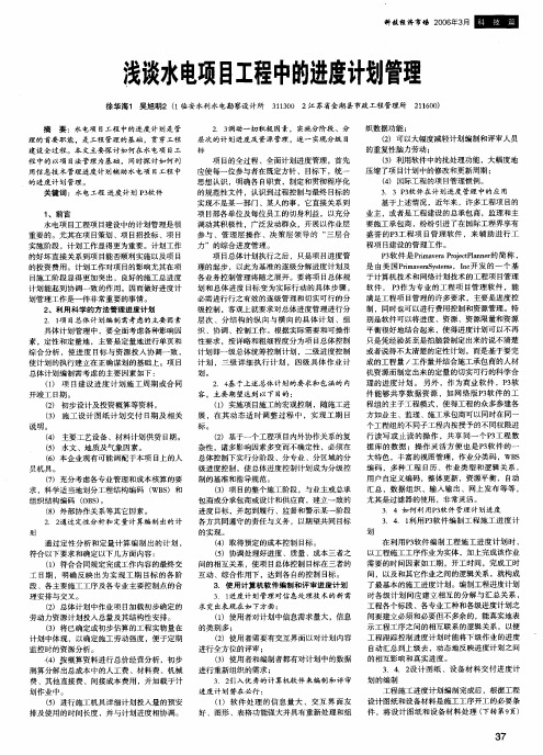 浅谈水电项目工程中的进度计划管理