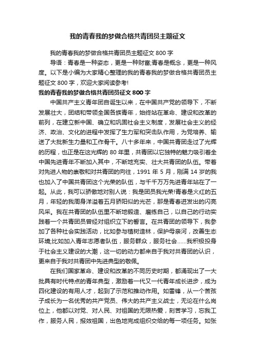 我的青春我的梦做合格共青团员主题征文