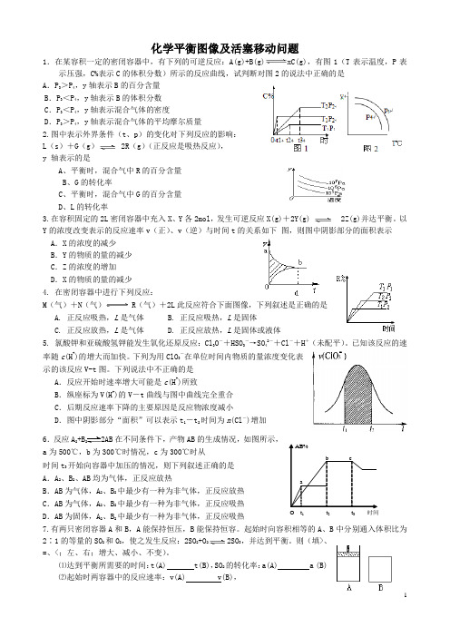 有关化学平衡图像及活塞移动的问题