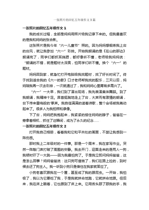 一张照片的回忆五年级作文3篇