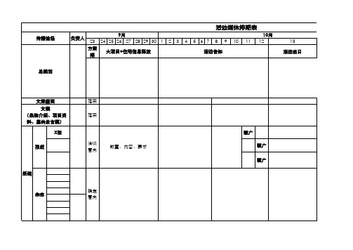 媒体广告宣传排期表