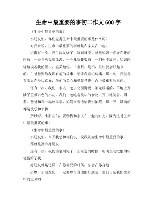 生命中最重要的事初二作文600字