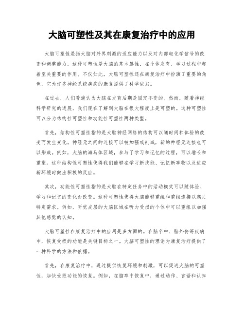 大脑可塑性及其在康复治疗中的应用