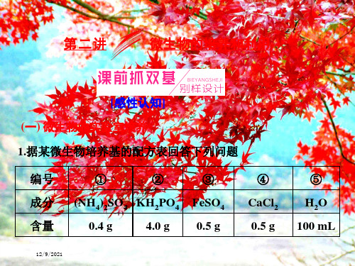 高考生物一轮复习生物技术实践第二讲微生物的培养和利用课件(选修1)高三选修1生物课件