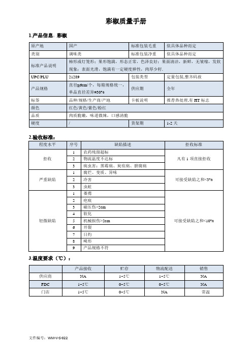 59quality manual Color pepper彩椒质量手册验收标准