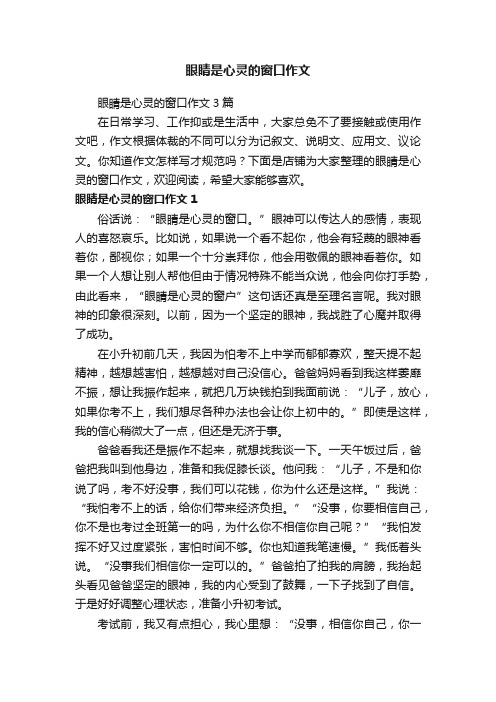 眼睛是心灵的窗口作文