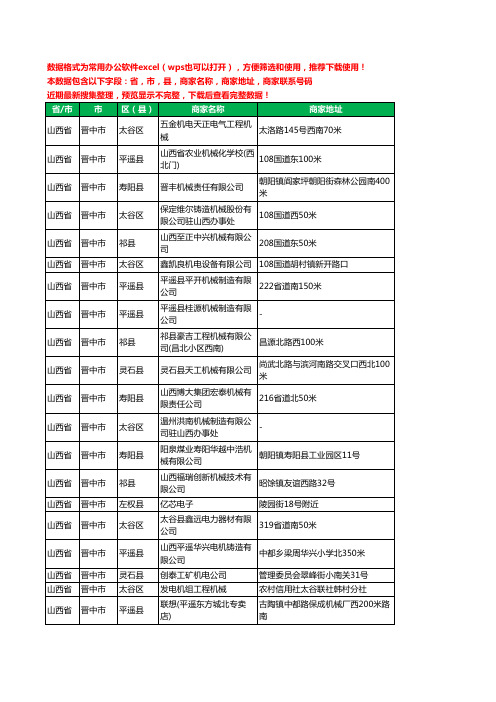 2020新版山西省晋中市机械机电工商企业公司商家名录名单联系电话号码地址大全47家