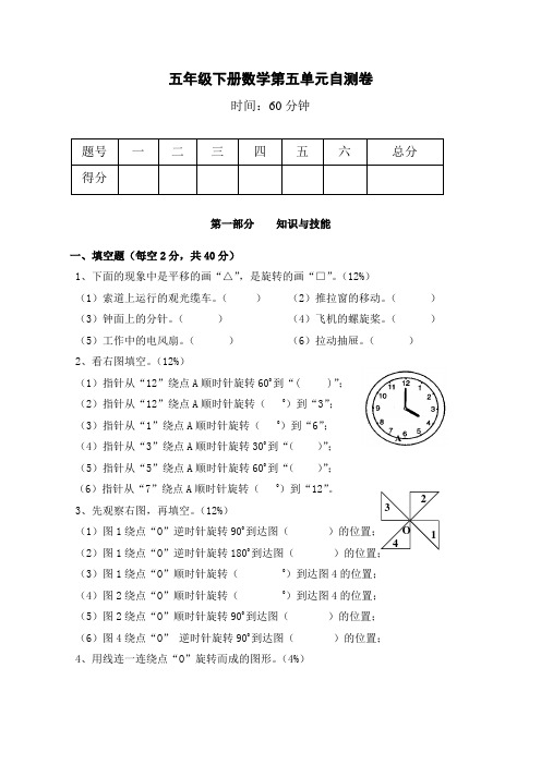 新人教版五下数学第5单元《图形的运动三》测试卷 (1)