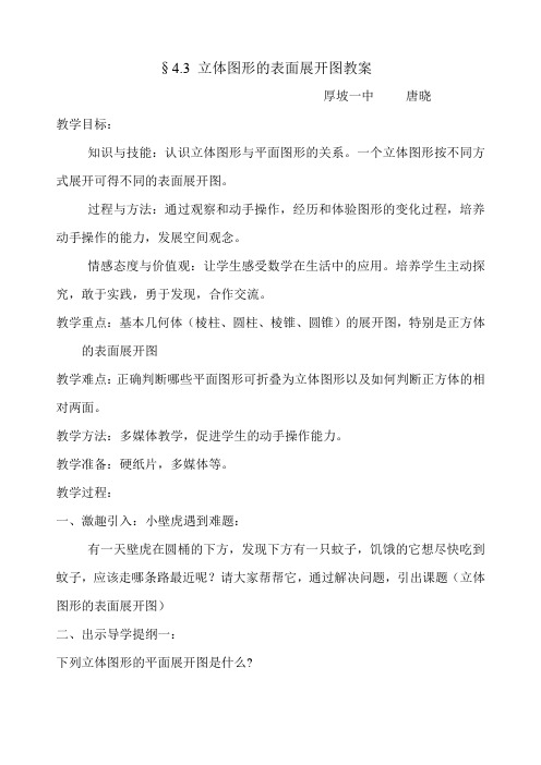 立体图形的表面展开图优质课教案