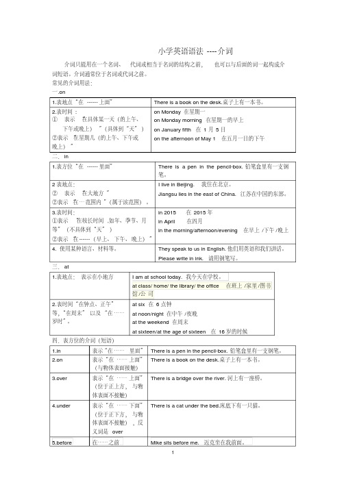 小学英语语法--介词