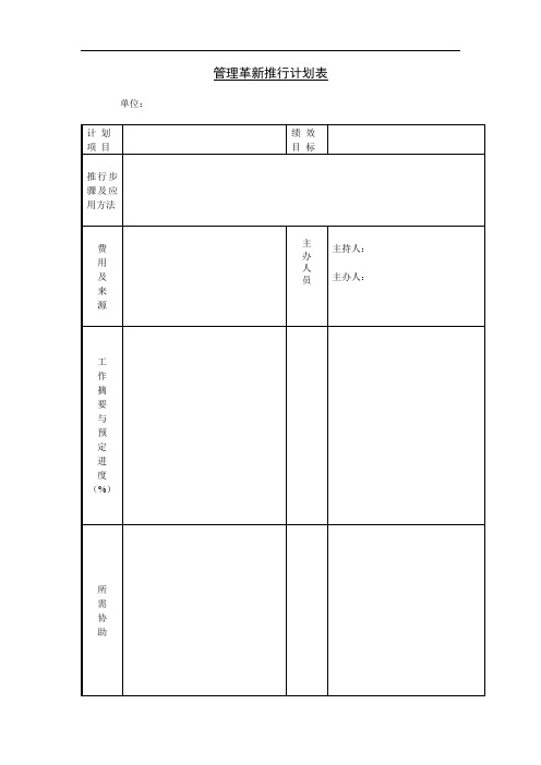 管理革新推行计划表