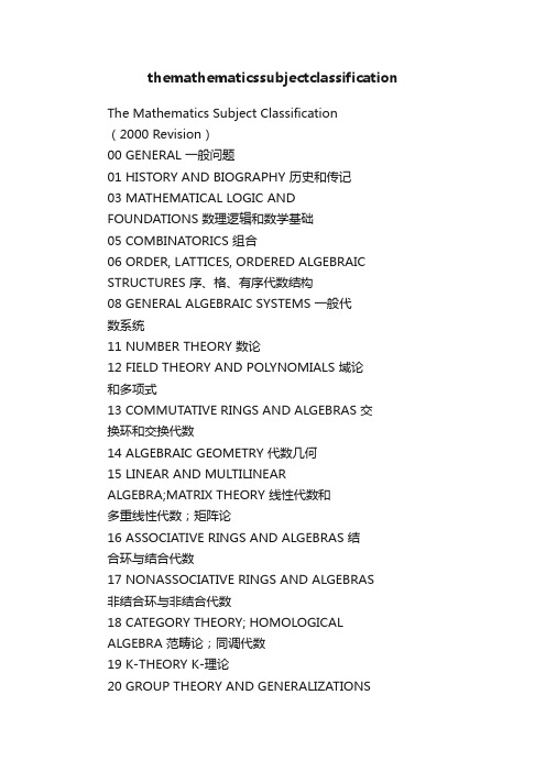 themathematicssubjectclassification