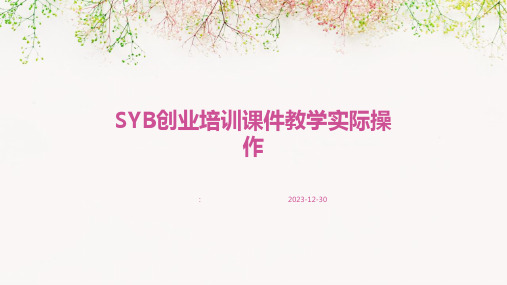 SYB创业培训课件教学实际操作