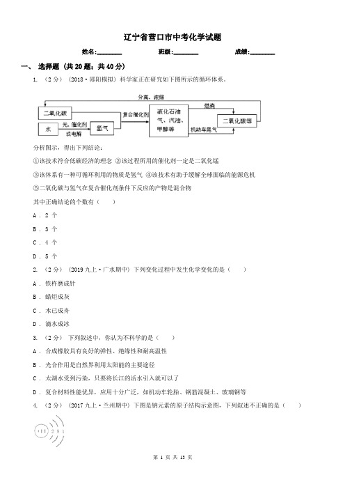 辽宁省营口市中考化学试题