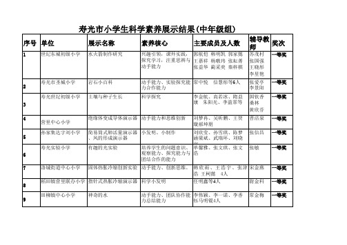 综合实践素养展示成绩