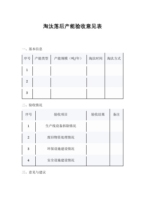 淘汰落后产能验收意见表