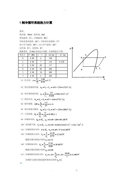 制冷课程设计75kW计算书