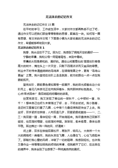 无法抹去的记忆作文