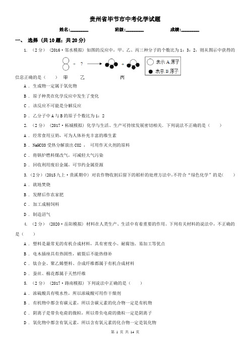 贵州省毕节市中考化学试题