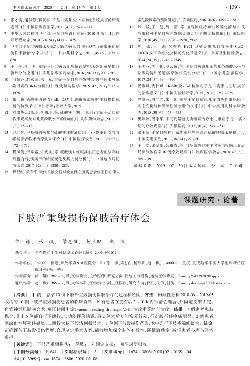 下肢严重毁损伤保肢治疗体会