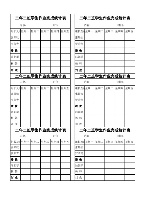 二年级学生完成作业情况统计表