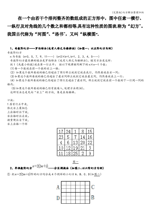 (完整版)幻方解法整理归纳