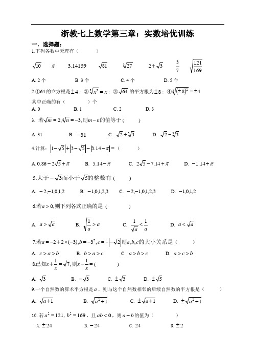 实数培优训练含答案