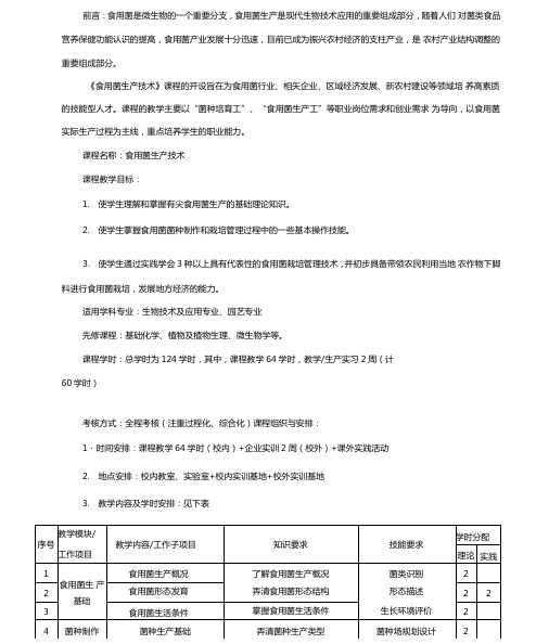 食用菌课程标准